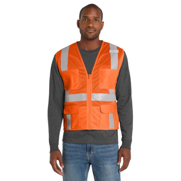 Ansi 107 Class 2 Mesh Six Pocket Zippered Vest Thumbnail