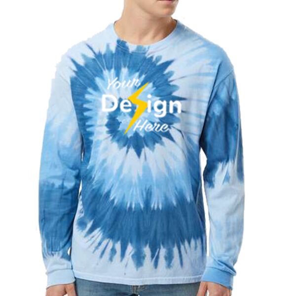 Multi-Color Spiral Tie-Dyed Long Sleeve T-Shirt Thumbnail