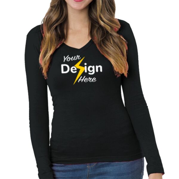 Women's USA-Made Long Sleeve Deep V-Neck Thumbnail