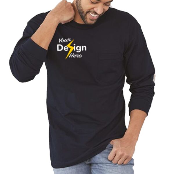 USA-Made Long Sleeve T-Shirt with a Pocket Thumbnail