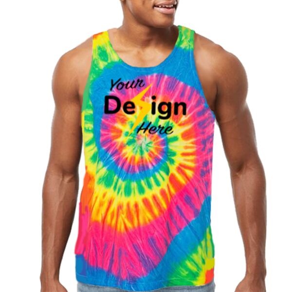 Unisex Multi-Color Spiral Tie-Dyed Tank Top Thumbnail