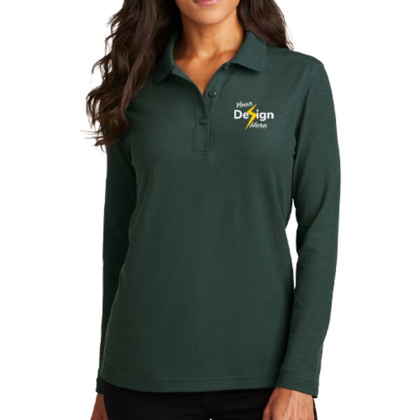 Ladies Silk Touch Long Sleeve Polo Thumbnail