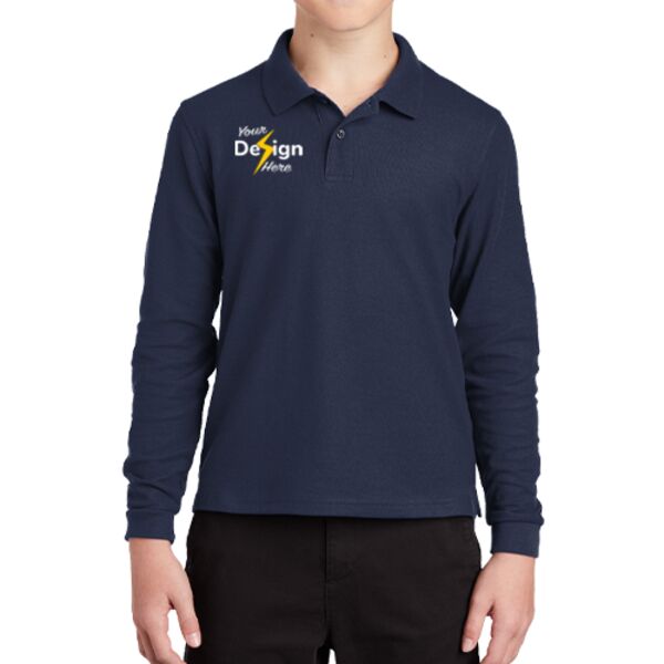 Youth Long Sleeve Silk Touch Polo Thumbnail