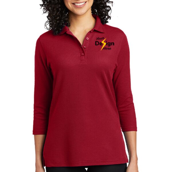 Ladies Silk Touch 3/4 Sleeve Polo Thumbnail