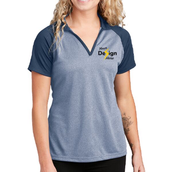 Ladies PosiCharge ® RacerMesh ® Raglan Heather Block Polo Thumbnail