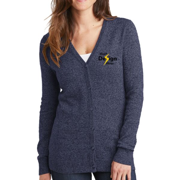 Ladies Marled Cardigan Sweater Thumbnail