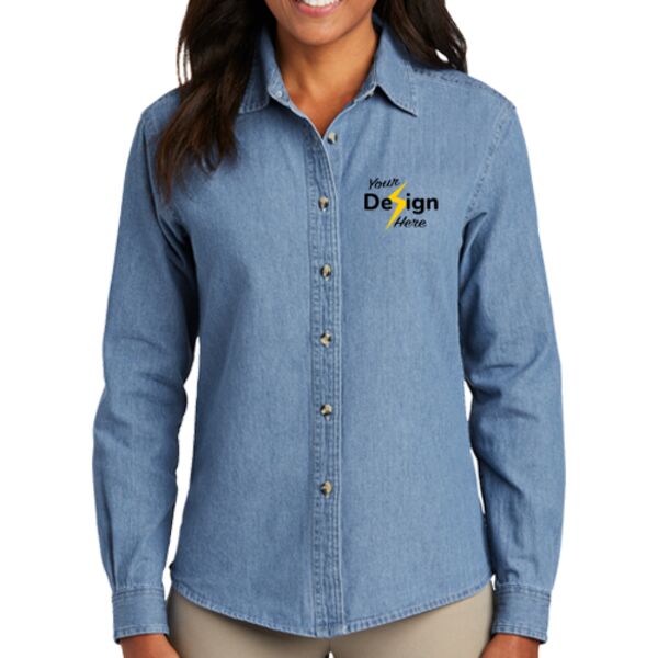 Ladies Long Sleeve Value Denim Shirt Thumbnail