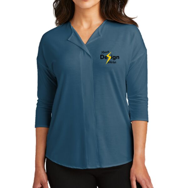 Ladies Concept 3/4 Sleeve Soft Split Neck Top Thumbnail