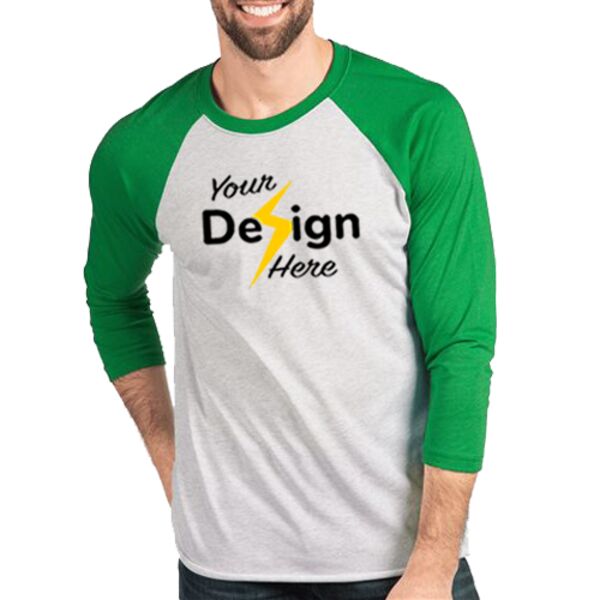 Unisex Tri Blend 3/4 Sleeve Raglan Tee Thumbnail